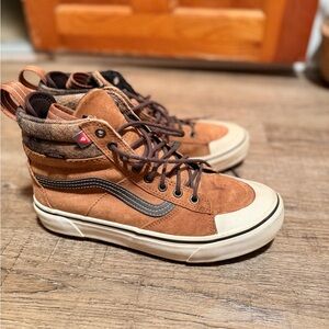Vans Tan and Brown High-Top Sneakers